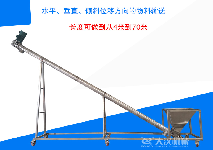 长度可做到从4米到70米 ，支持水平、垂直、倾斜位移方向的物料输送